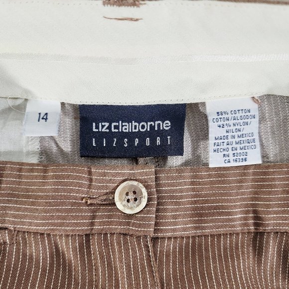 NWT LIZ CLAIBORNE Women's 14 (Actual 32" x 9") Brown Striped Bermuda Shorts - Picture 6 of 6